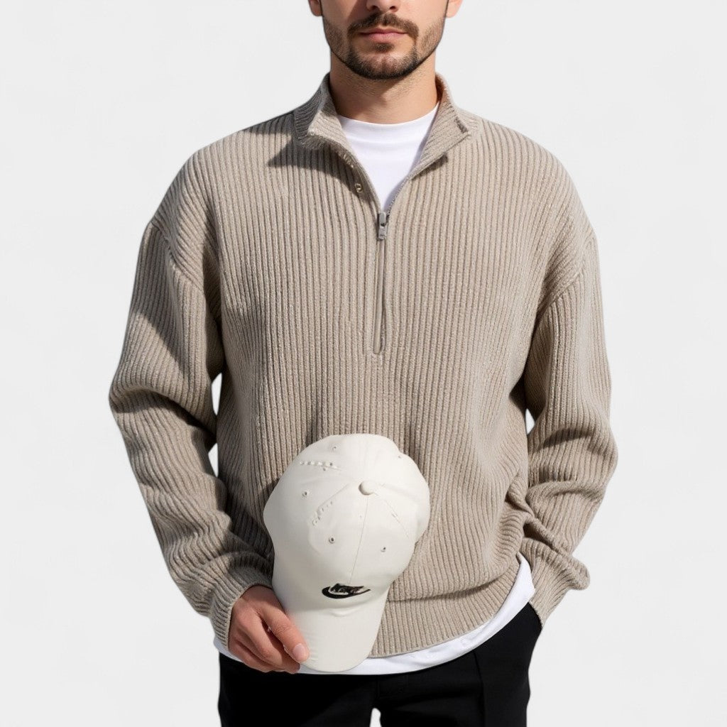 Old Monarchy | Men’s Half-Zip High Collar Sweater – Refined Warmth, Modern Ease