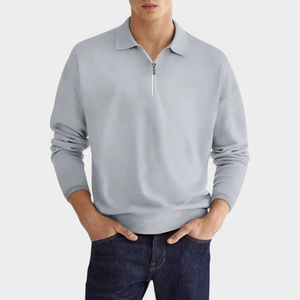 Old Monarchy | Men’s Long Sleeve Zipper Polo Shirt – Classic Design with Modern Details