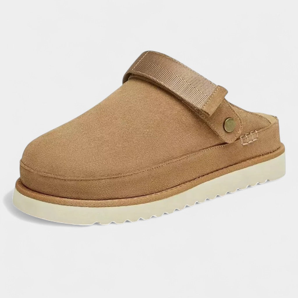 Old Monarchy | Women’s Thick-Sole Leather Slippers – Covered Toe, Casual Design