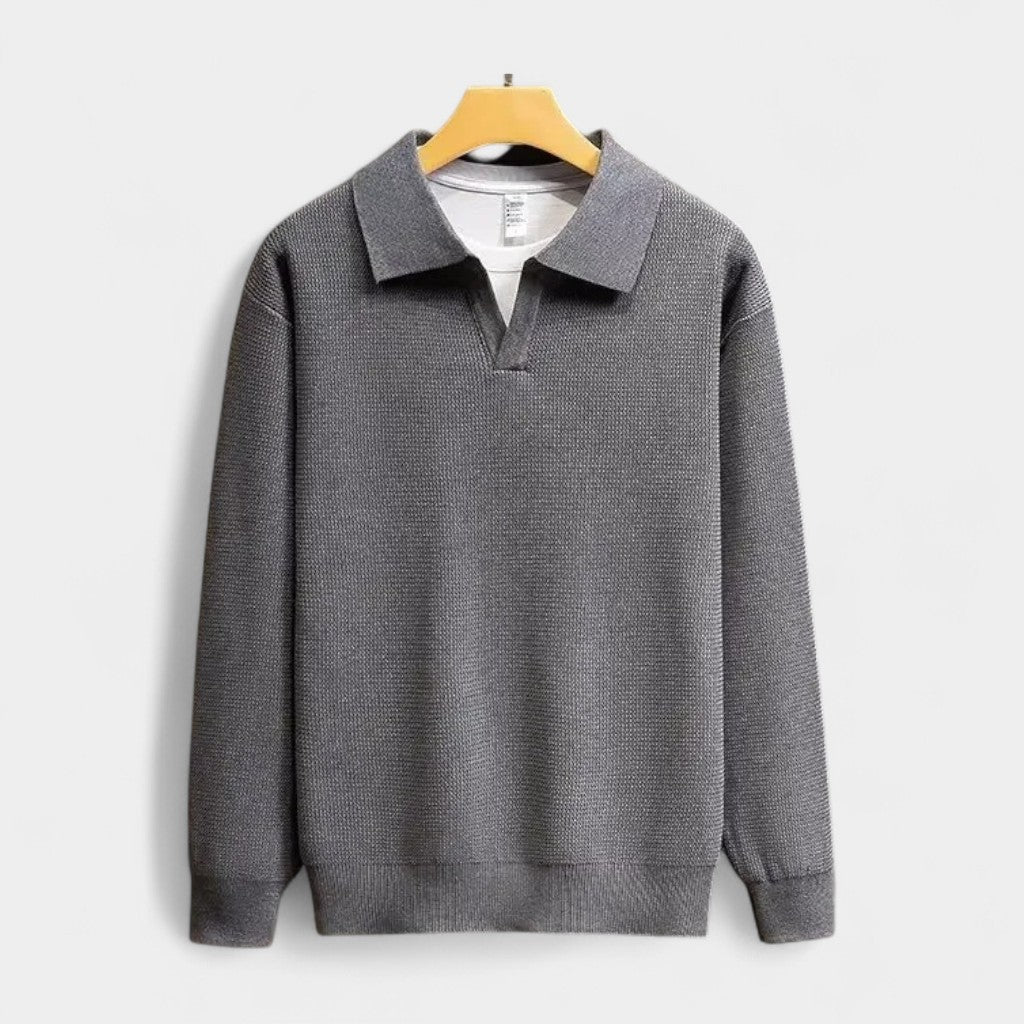 Old Monarchy | Men’s Knitted Polo Sweater – Long-Sleeve, Classic Collar Design