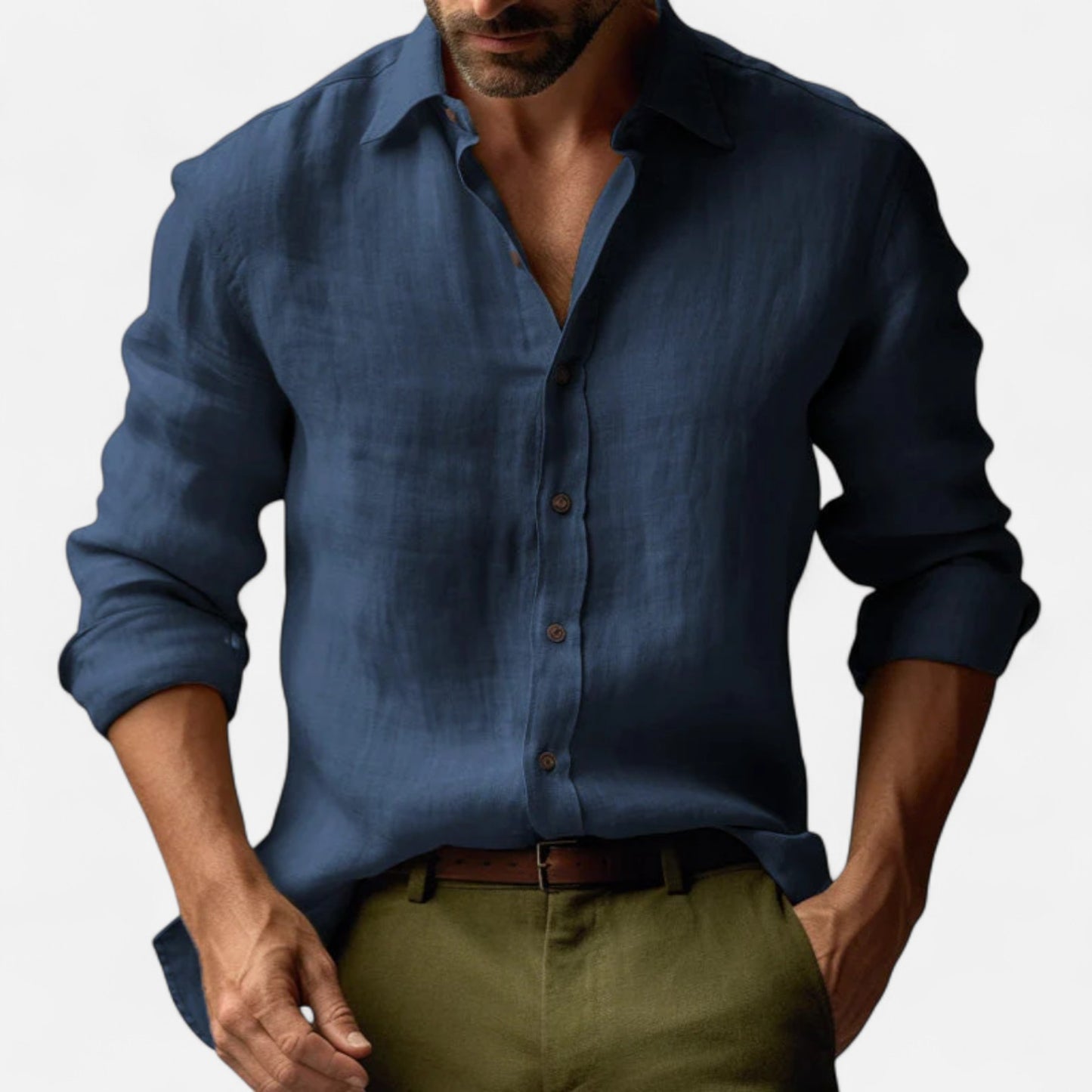 Old Monarchy | Men’s Long Sleeve Vintage Linen Shirt – Premium Heritage-Inspired Style for Refined Casual Wear
