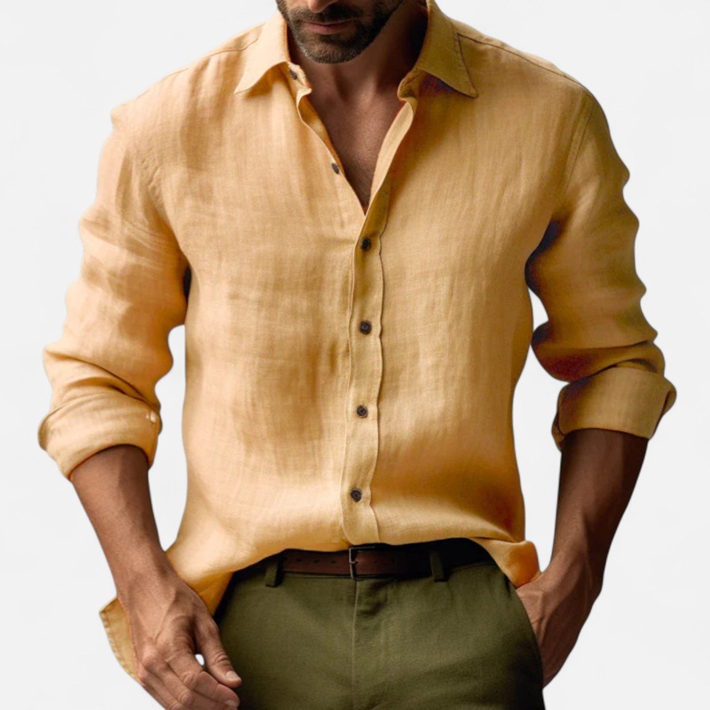 Old Monarchy | Men’s Long Sleeve Vintage Linen Shirt – Premium Heritage-Inspired Style for Refined Casual Wear