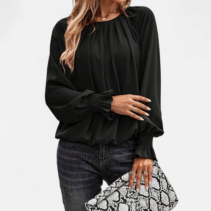 Old Monarchy | Women’s Vintage Pleated Blouse – Puffed Sleeves & Timeless Charm for All-Season Elegance