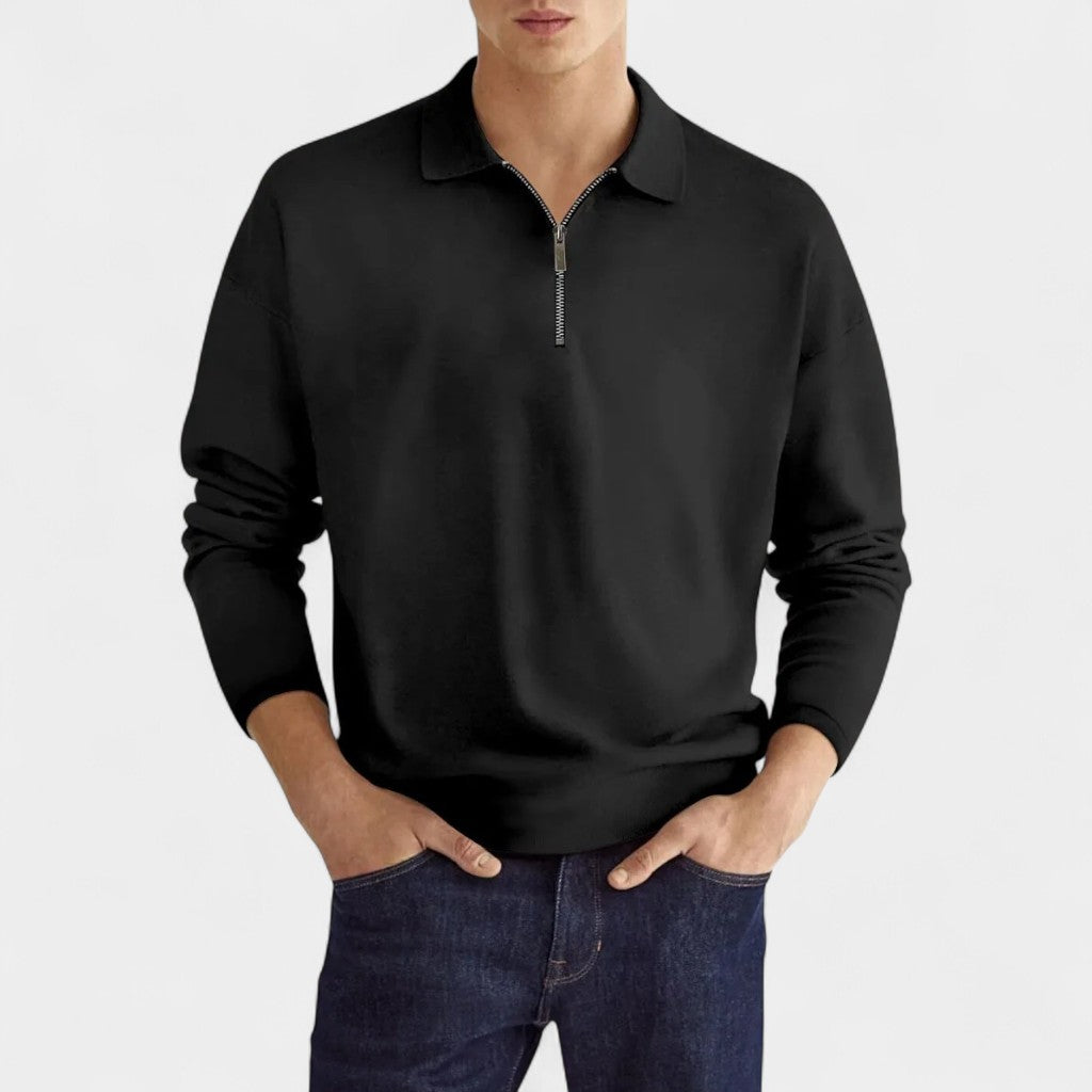 Old Monarchy | Men’s Long Sleeve Zipper Polo Shirt – Classic Design with Modern Details