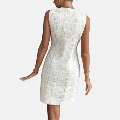 Old Monarchy | Women’s French Tweed Pearl Button Dress – Timeless Grace, Sculpted Elegance for Formal Affairs