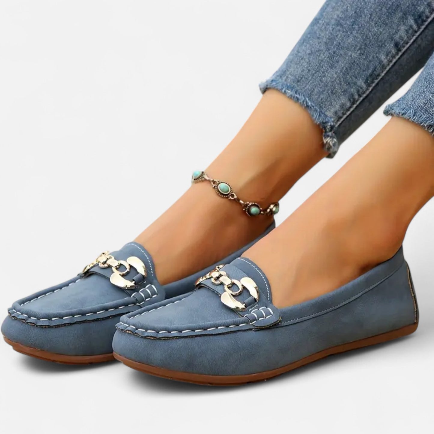 Old Monarchy | Women’s Orthopaedic Slip-On Loafers – Lightweight Support with Gold-Tone Detailing & All-Day Comfort