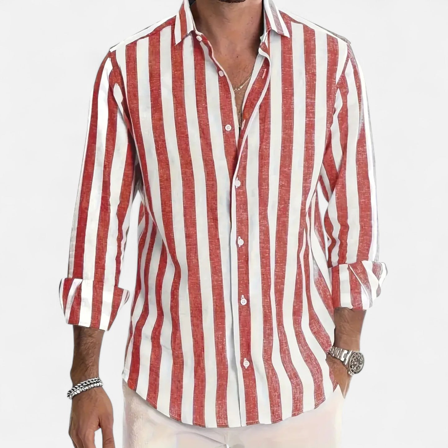 Old Monarchy | Men’s Striped Button-Up Shirt – Tailored Sophistication, Effortless Everyday Elegance