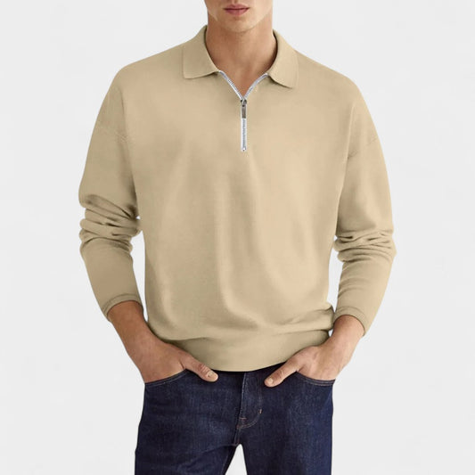 Old Monarchy | Men’s Long Sleeve Zipper Polo Shirt – Classic Design with Modern Details
