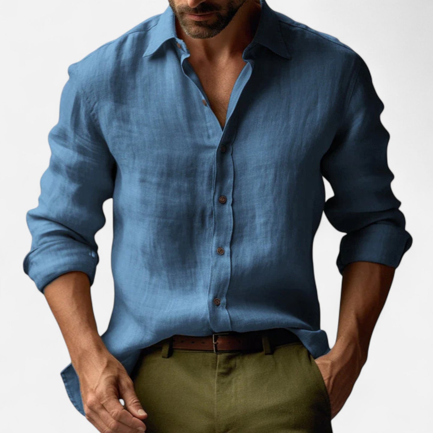 Old Monarchy | Men’s Long Sleeve Vintage Linen Shirt – Premium Heritage-Inspired Style for Refined Casual Wear