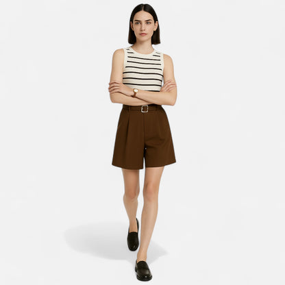 Old Monarchy | Women’s High-Waisted Cotton Shorts – Tailored Comfort for Office & Summer Elegance