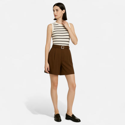 Old Monarchy | Women’s High-Waisted Cotton Shorts – Tailored Comfort for Office & Summer Elegance
