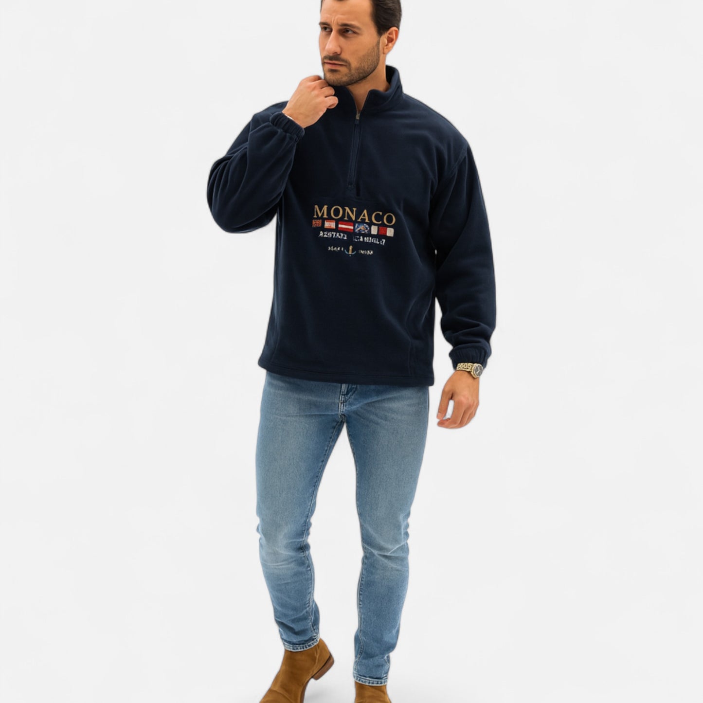 Old Monarchy | Men’s Monaco Half-Zip Sweater – Timeless Elegance, Refined Comfort