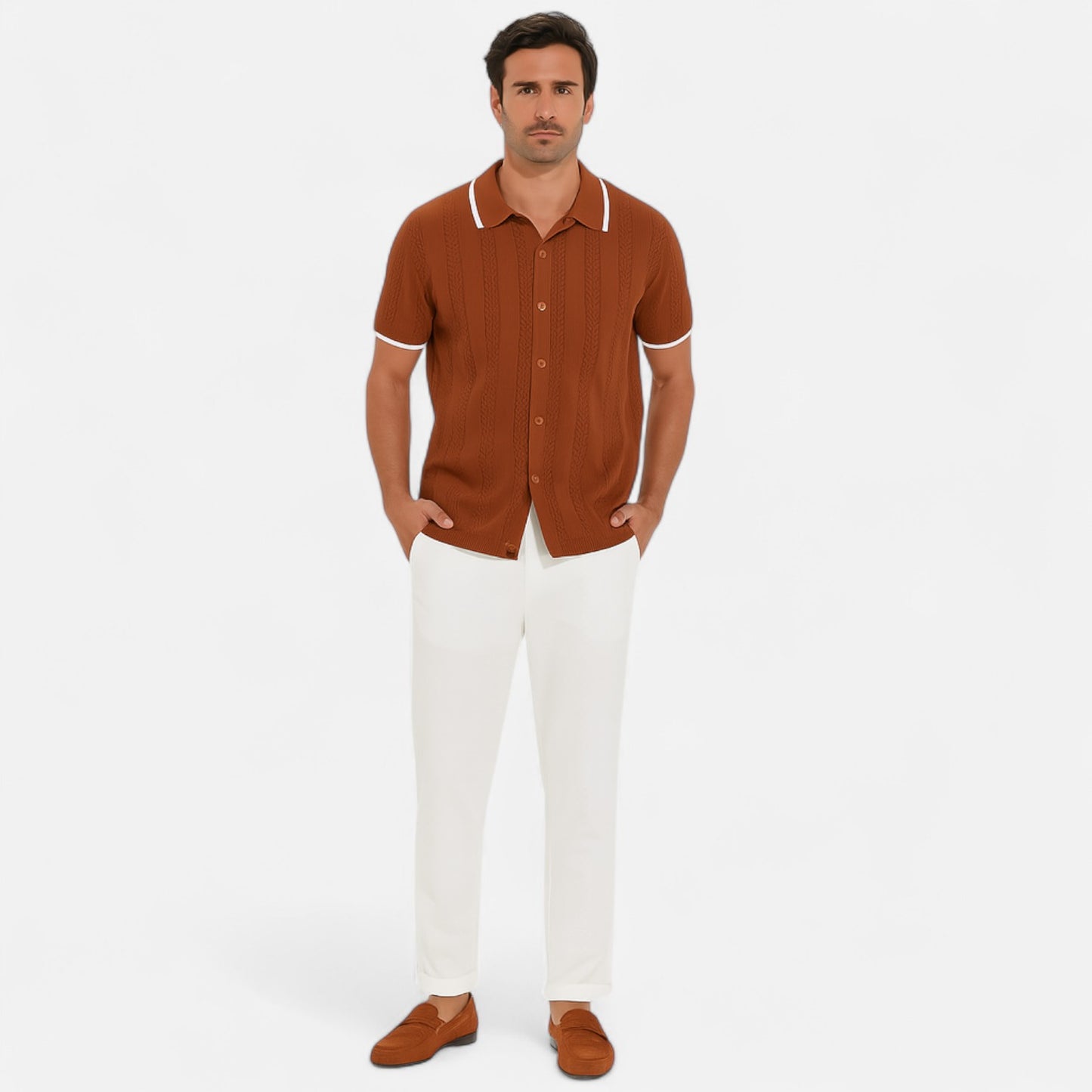 Old Monarchy | Men’s Knitted Polo Collar Shirt – Button-Up Sophistication with Refined Everyday Comfort