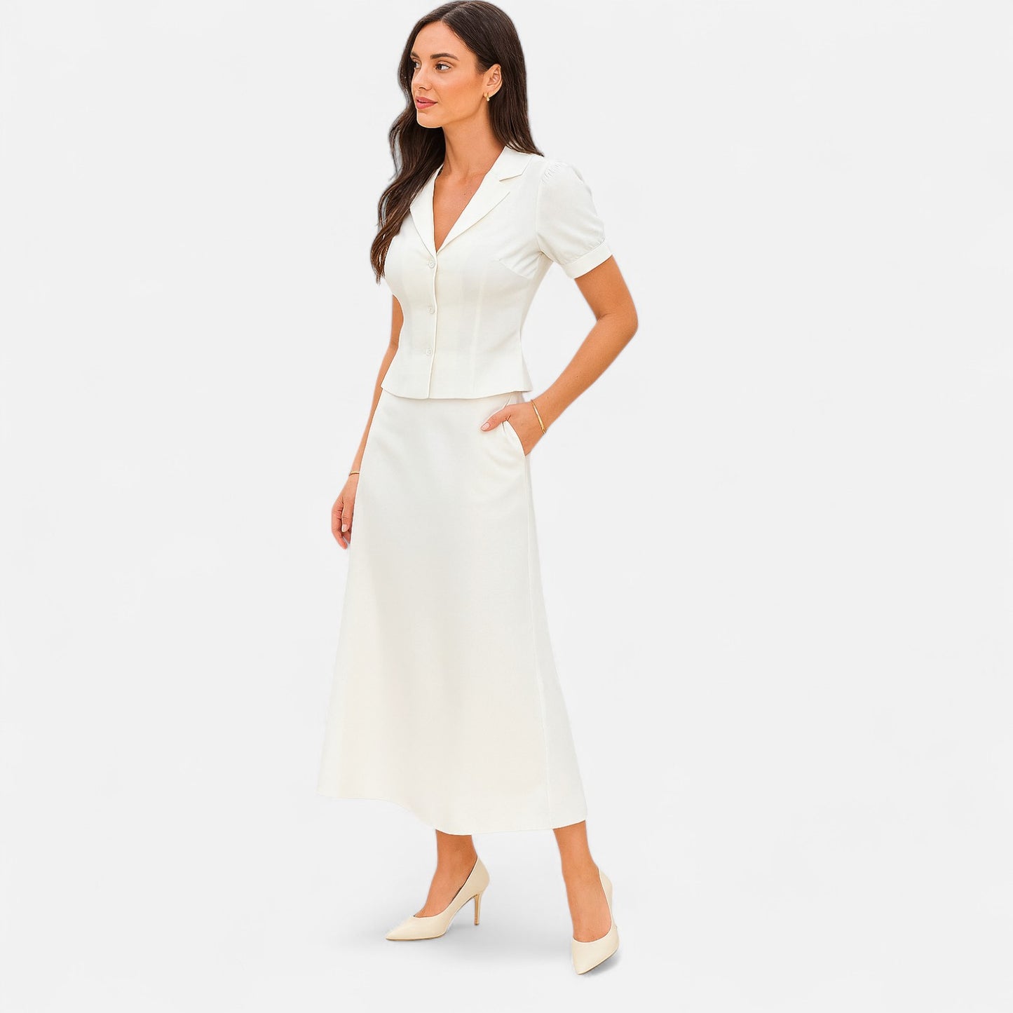 Old Monarchy | Women’s Pearl Two-Piece Set – Coordinated Elegance for Office, Occasions & Refined Daily Wear