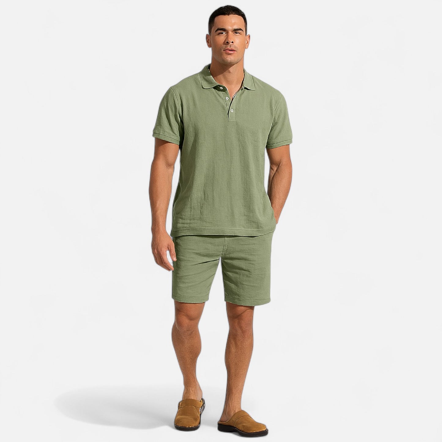 Old Monarchy | Men’s Linen Polo & Shorts Set – Lightweight Breathability, Refined Summer Coordination
