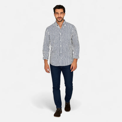 Old Monarchy | Men’s Striped Dress Shirt – Classic Fit, Long Sleeve Refinement for Timeless Formal Elegance