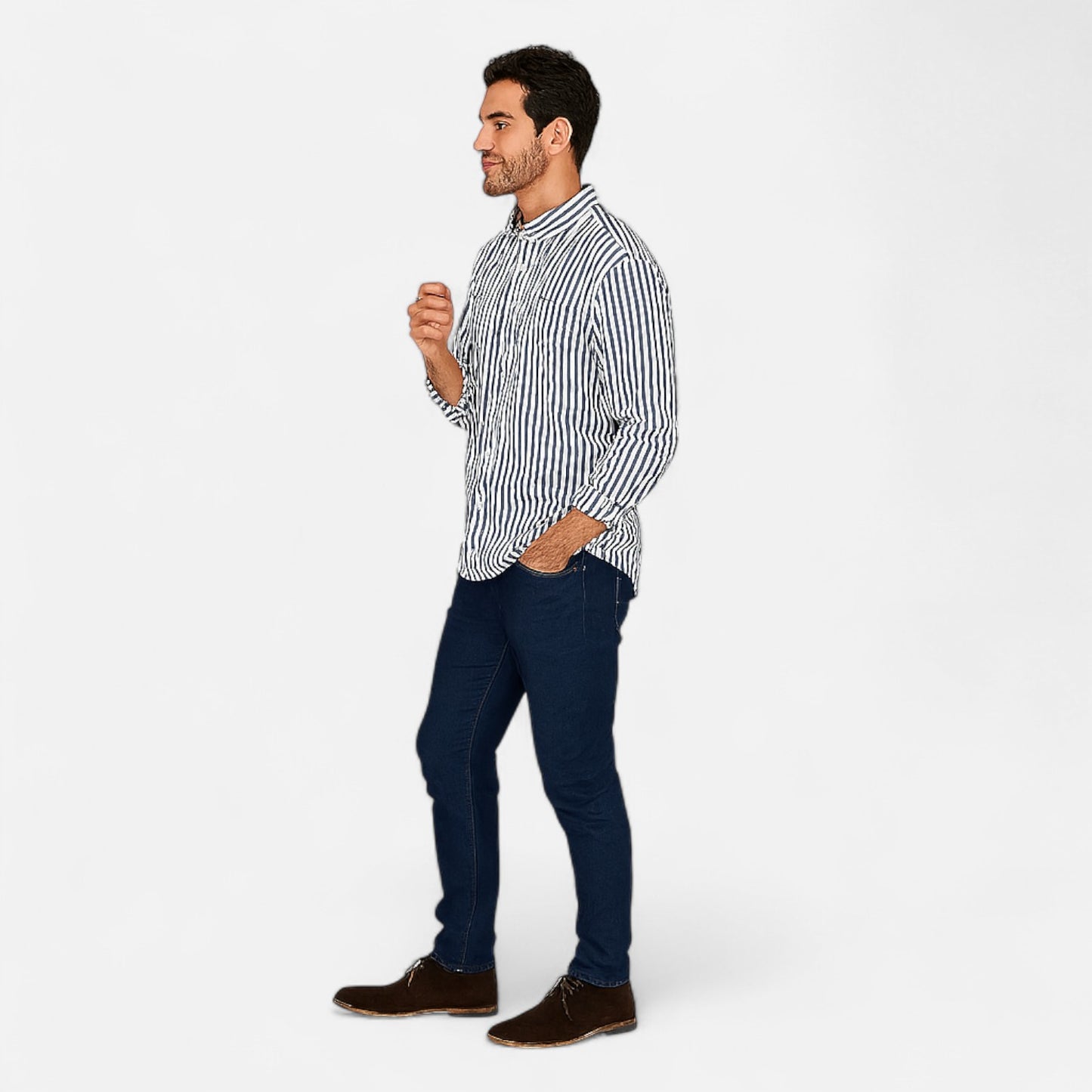 Old Monarchy | Men’s Striped Dress Shirt – Classic Fit, Long Sleeve Refinement for Timeless Formal Elegance