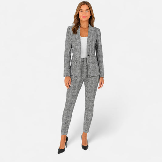 Old Monarchy | Women’s Plaid Blazer & Trouser Set – Single-Breasted Tailoring with Classic Check for Casual Refinement