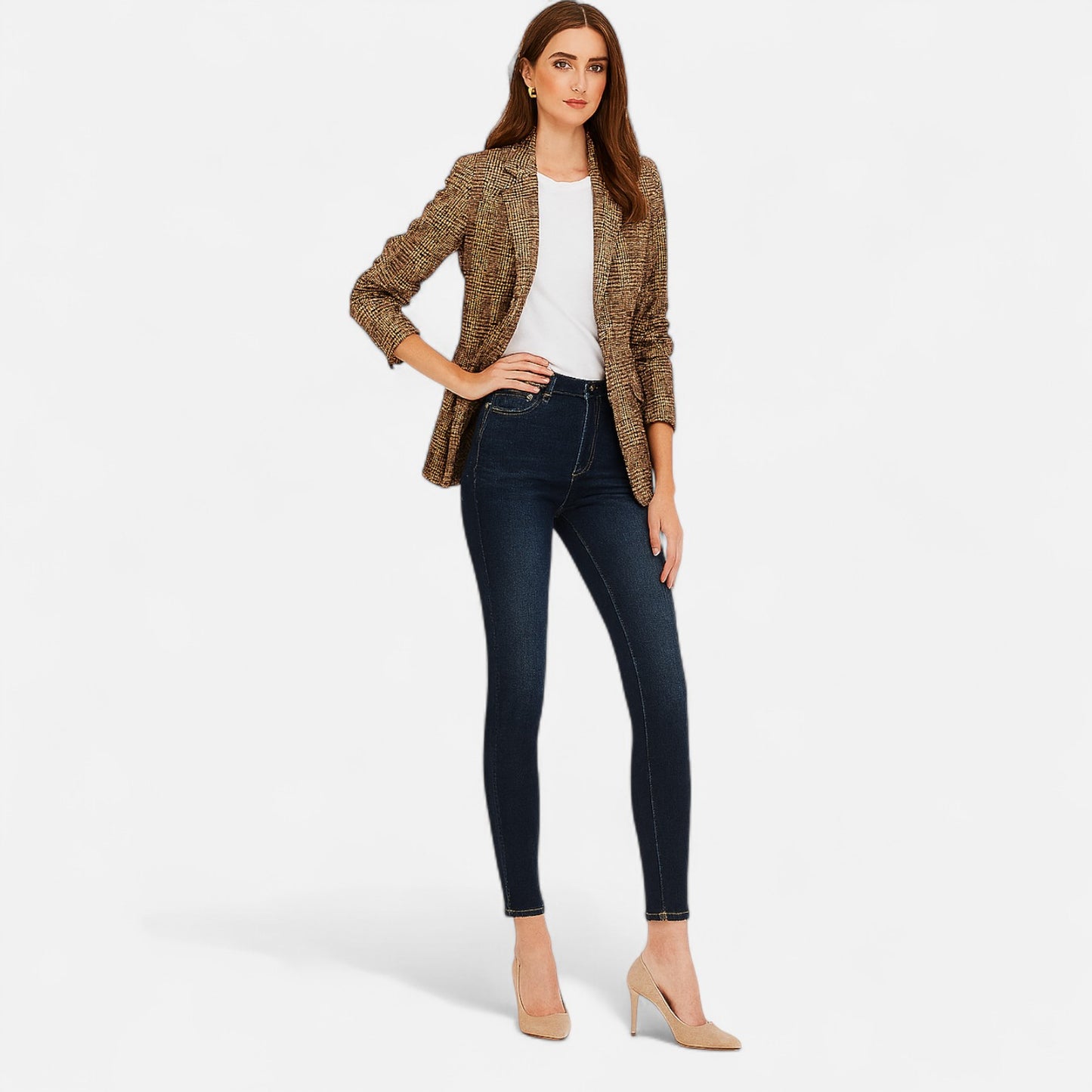 Old Monarchy | Women’s Plaid Lapel Blazer – Single-Button Elegance for Polished Office & Professional Wear
