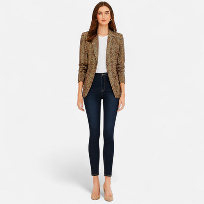 Old Monarchy | Women’s Plaid Lapel Blazer – Single-Button Elegance for Polished Office & Professional Wear