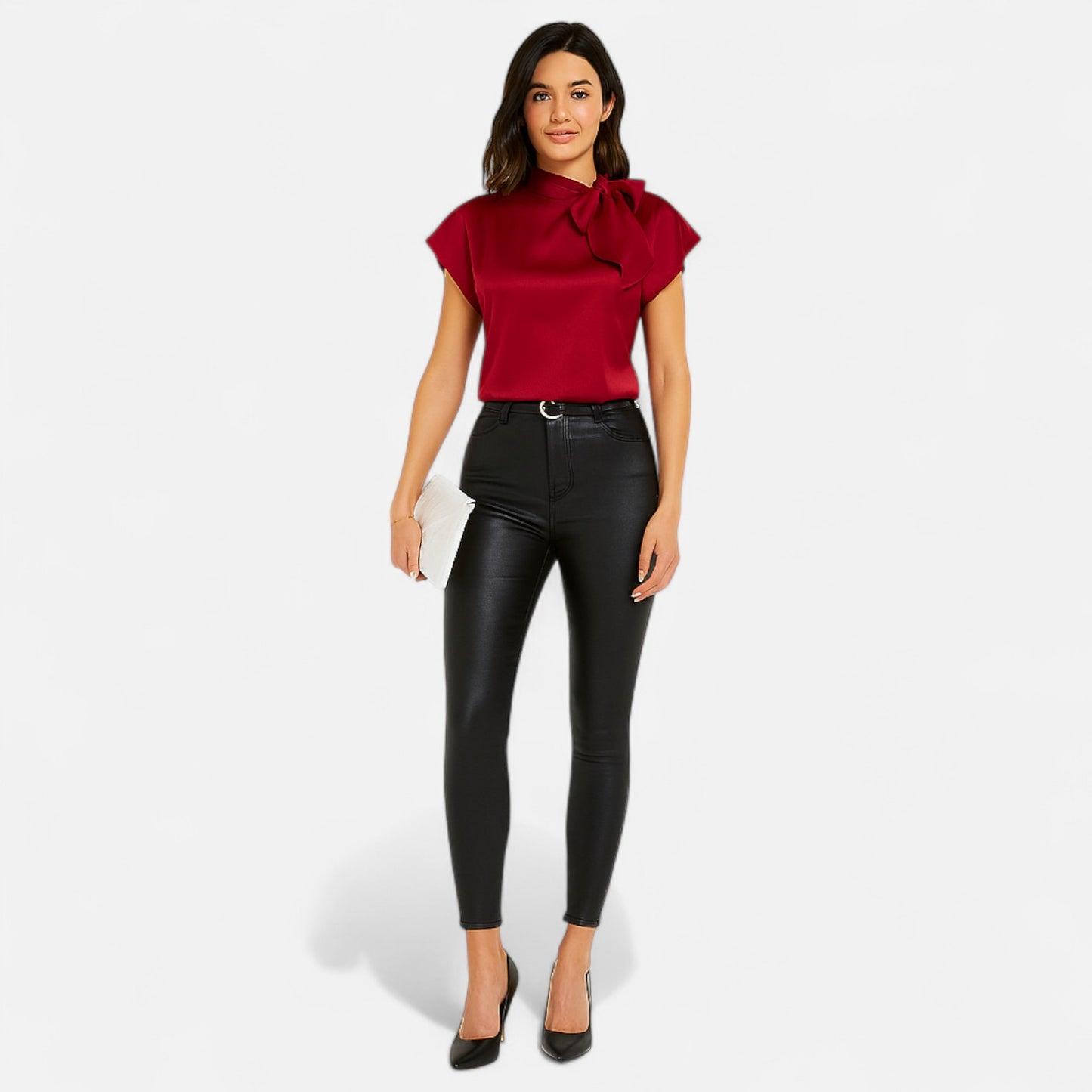 Old Monarchy | Women’s Satin Bow Blouse – Elegant Simplicity with Refined Detail for Polished Occasions