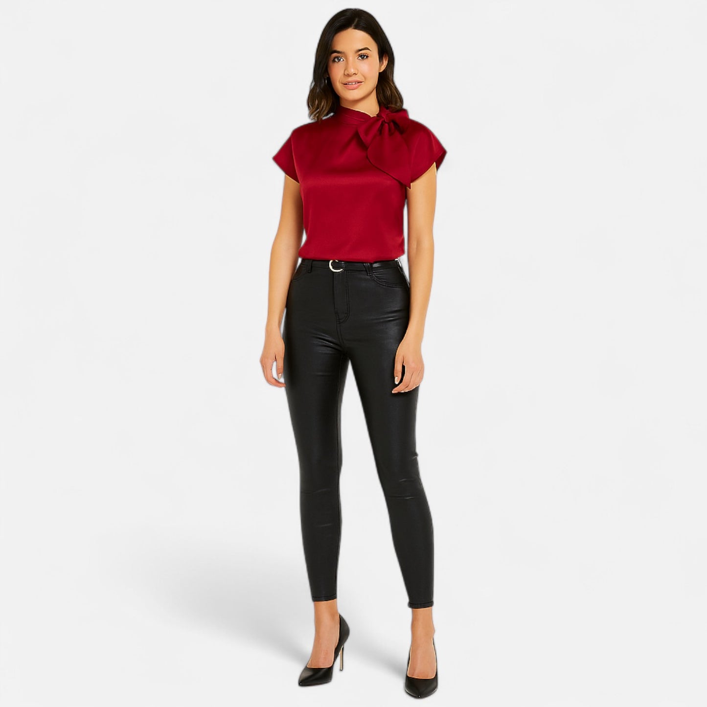Old Monarchy | Women’s Satin Bow Blouse – Elegant Simplicity with Refined Detail for Polished Occasions
