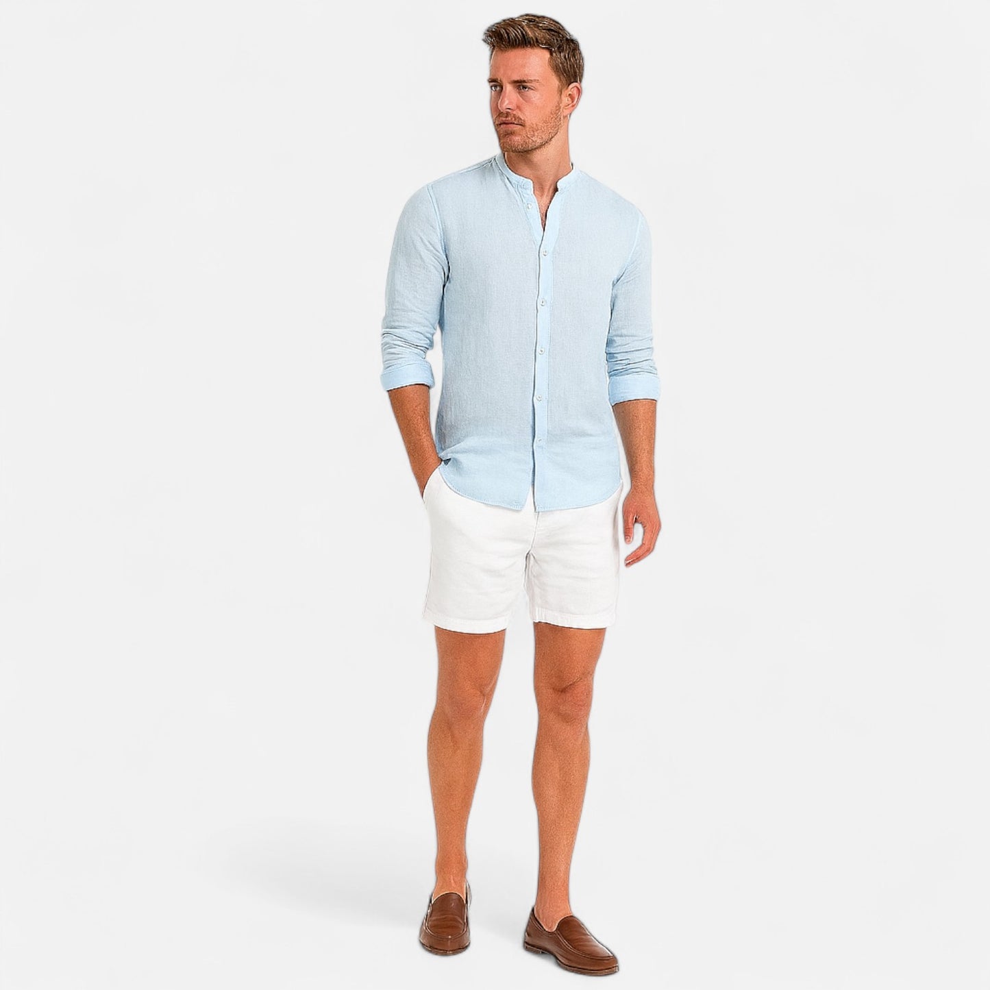 Old Monarchy | Men’s Casual Long Sleeve Shirt – Solid Colour Comfort with All-Season Regular Fit Styling