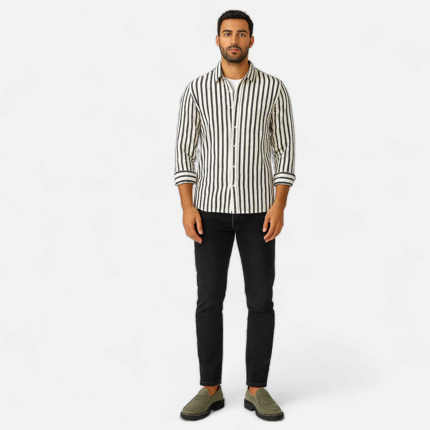 Old Monarchy | Men’s Striped Long Sleeve Shirt – Premium Tailored Stripe for Refined Casual & Professional Wear