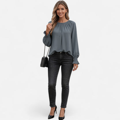 Old Monarchy | Women’s Vintage Pleated Blouse – Puffed Sleeves & Timeless Charm for All-Season Elegance