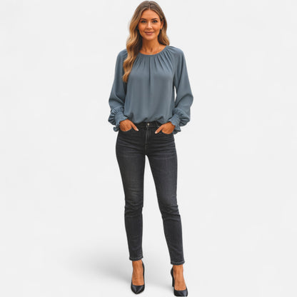 Old Monarchy | Women’s Vintage Pleated Blouse – Puffed Sleeves & Timeless Charm for All-Season Elegance