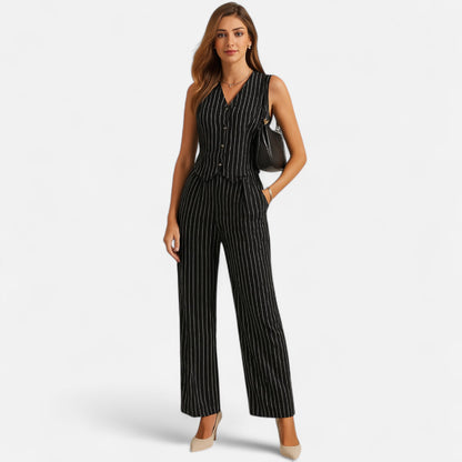 Old Monarchy | Women’s Striped Two-Piece Set – Effortless Co-Ordination, Breezy Elegance for Everyday Wear