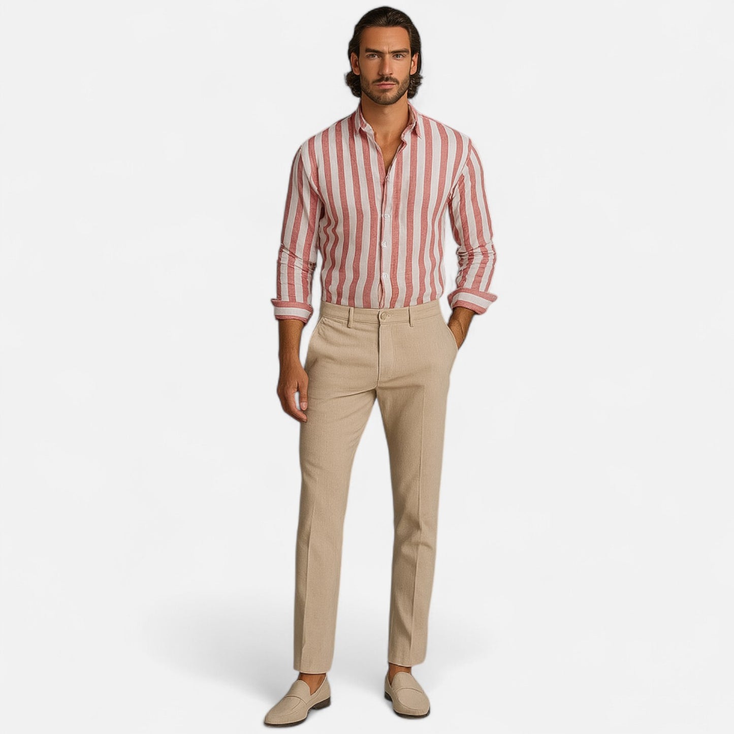 Old Monarchy | Men’s Striped Button-Up Shirt – Tailored Sophistication, Effortless Everyday Elegance