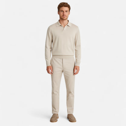 Old Monarchy | Men's Long Sleeve Polo Shirt – Classic Collar with Refined Knit Structure