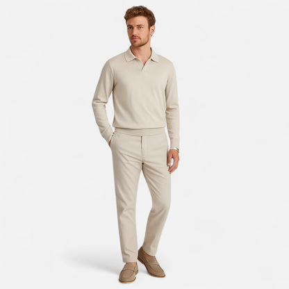 Old Monarchy | Men's Long Sleeve Polo Shirt – Classic Collar with Refined Knit Structure