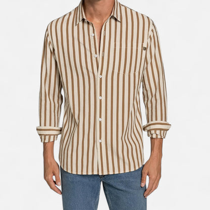 Old Monarchy | Men’s Striped Long Sleeve Shirt – Premium Tailored Stripe for Refined Casual & Professional Wear