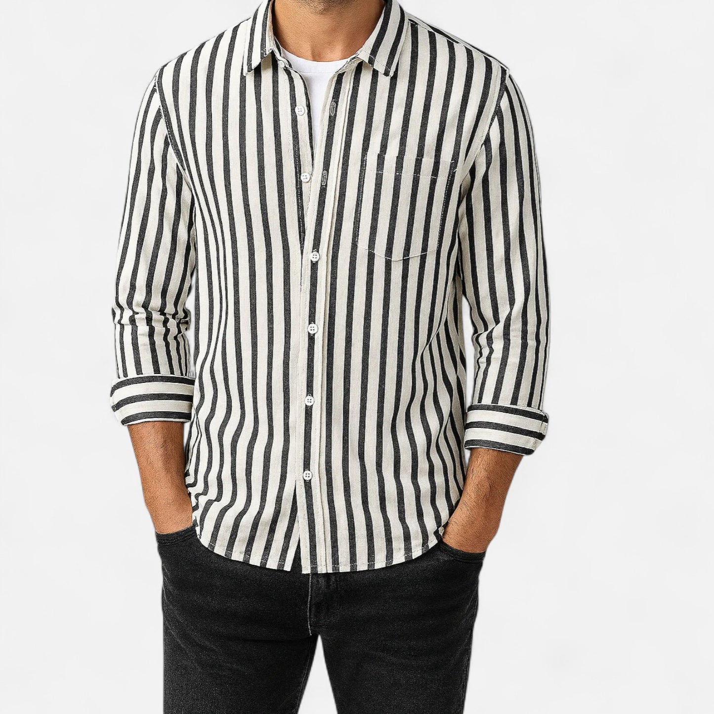 Old Monarchy | Men’s Striped Long Sleeve Shirt – Premium Tailored Stripe for Refined Casual & Professional Wear