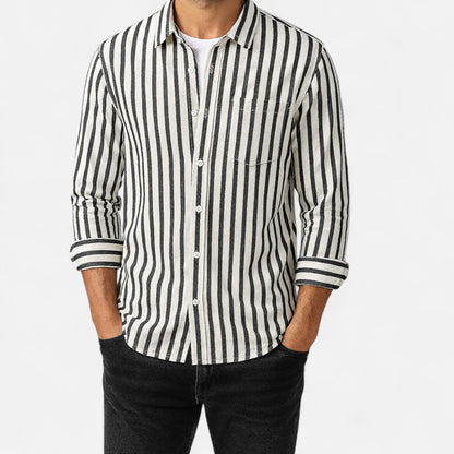 Old Monarchy | Men’s Striped Long Sleeve Shirt – Premium Tailored Stripe for Refined Casual & Professional Wear
