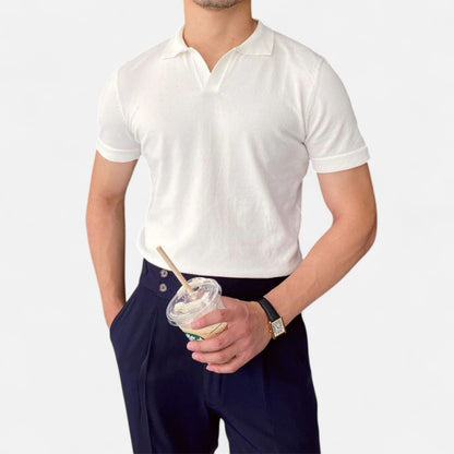 Old Monarchy | Men's V-Neck Short Sleeve Polo – Discreet Luxury, Classic 'Old Money' Elegance