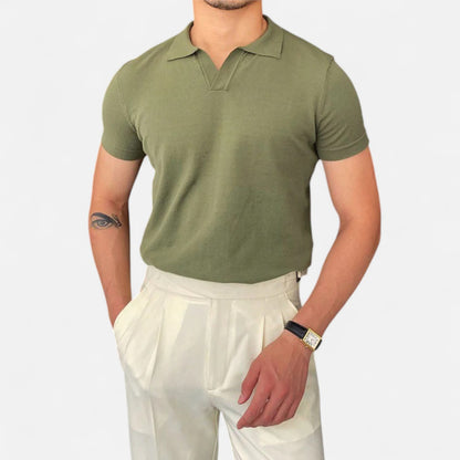 Old Monarchy | Men's V-Neck Short Sleeve Polo – Discreet Luxury, Classic 'Old Money' Elegance