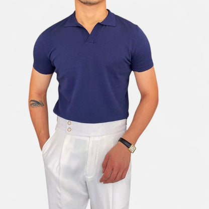 Old Monarchy | Men's V-Neck Short Sleeve Polo – Discreet Luxury, Classic 'Old Money' Elegance