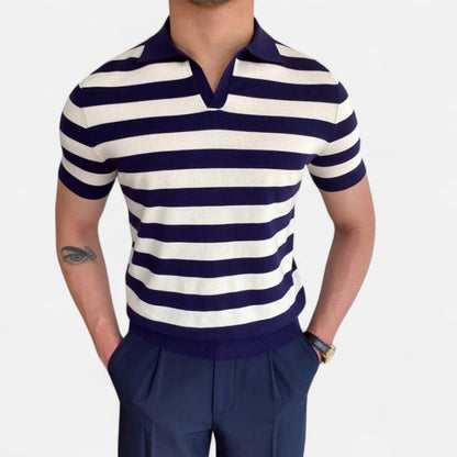 Old Monarchy | Men's V-Neck Short Sleeve Polo – Discreet Luxury, Classic 'Old Money' Elegance