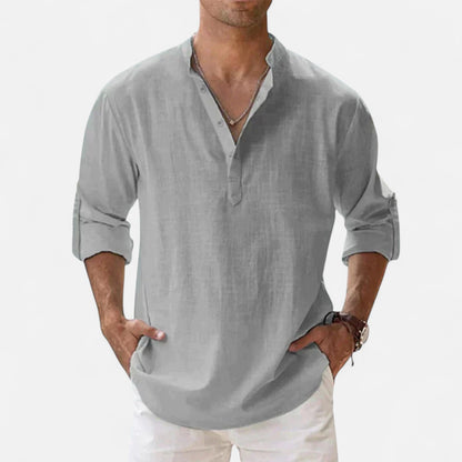 Old Monarchy | Men's Long Sleeve Linen Shirt – Lightweight Sophistication, Timeless Warm-Weather Style