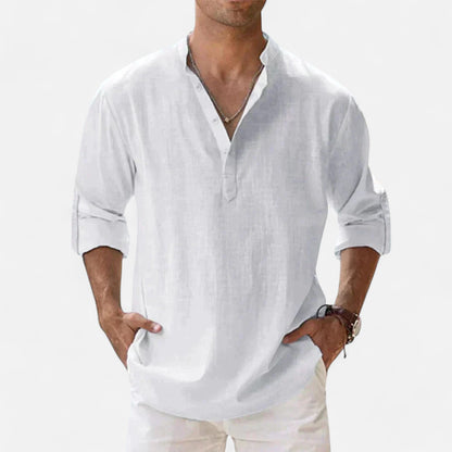 Old Monarchy | Men's Long Sleeve Linen Shirt – Lightweight Sophistication, Timeless Warm-Weather Style