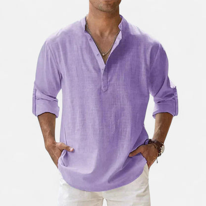 Old Monarchy | Men's Long Sleeve Linen Shirt – Lightweight Sophistication, Timeless Warm-Weather Style