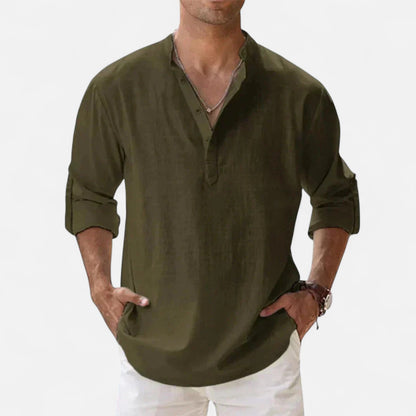 Old Monarchy | Men's Long Sleeve Linen Shirt – Lightweight Sophistication, Timeless Warm-Weather Style