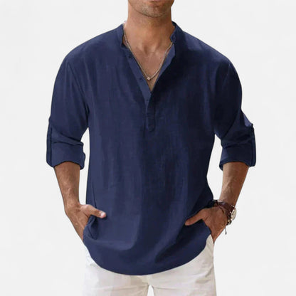 Old Monarchy | Men's Long Sleeve Linen Shirt – Lightweight Sophistication, Timeless Warm-Weather Style