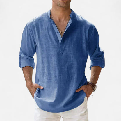 Old Monarchy | Men's Long Sleeve Linen Shirt – Lightweight Sophistication, Timeless Warm-Weather Style