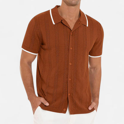 Old Monarchy | Men’s Knitted Polo Collar Shirt – Button-Up Sophistication with Refined Everyday Comfort
