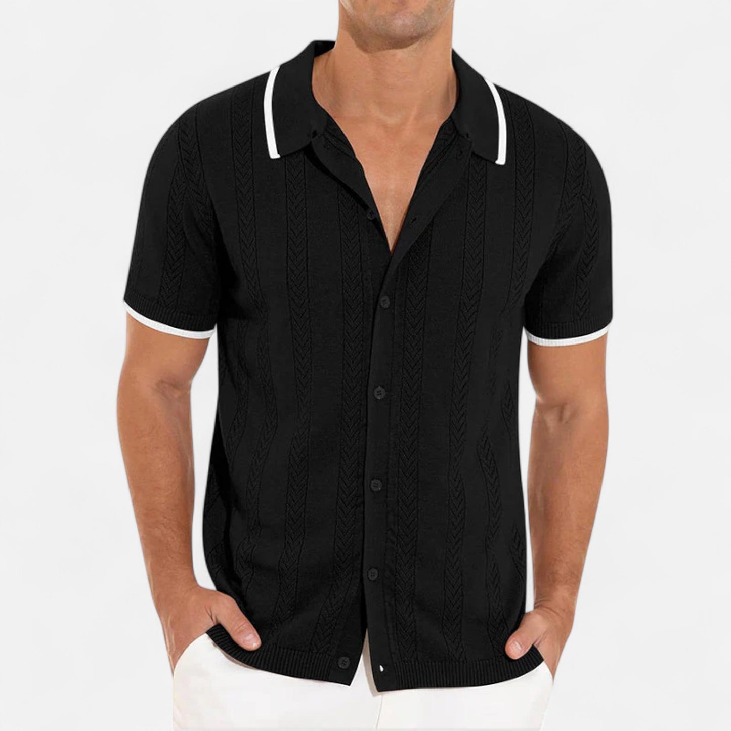 Old Monarchy | Men’s Knitted Polo Collar Shirt – Button-Up Sophistication with Refined Everyday Comfort