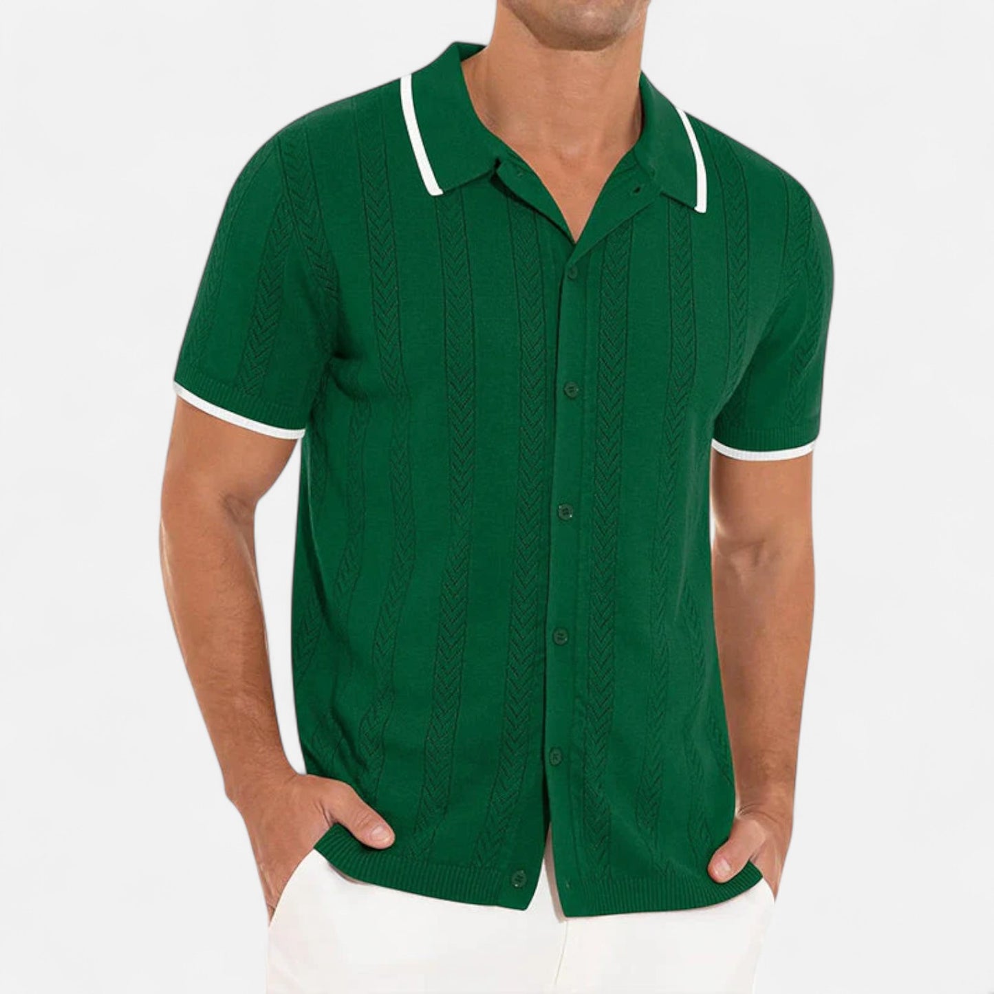 Old Monarchy | Men’s Knitted Polo Collar Shirt – Button-Up Sophistication with Refined Everyday Comfort